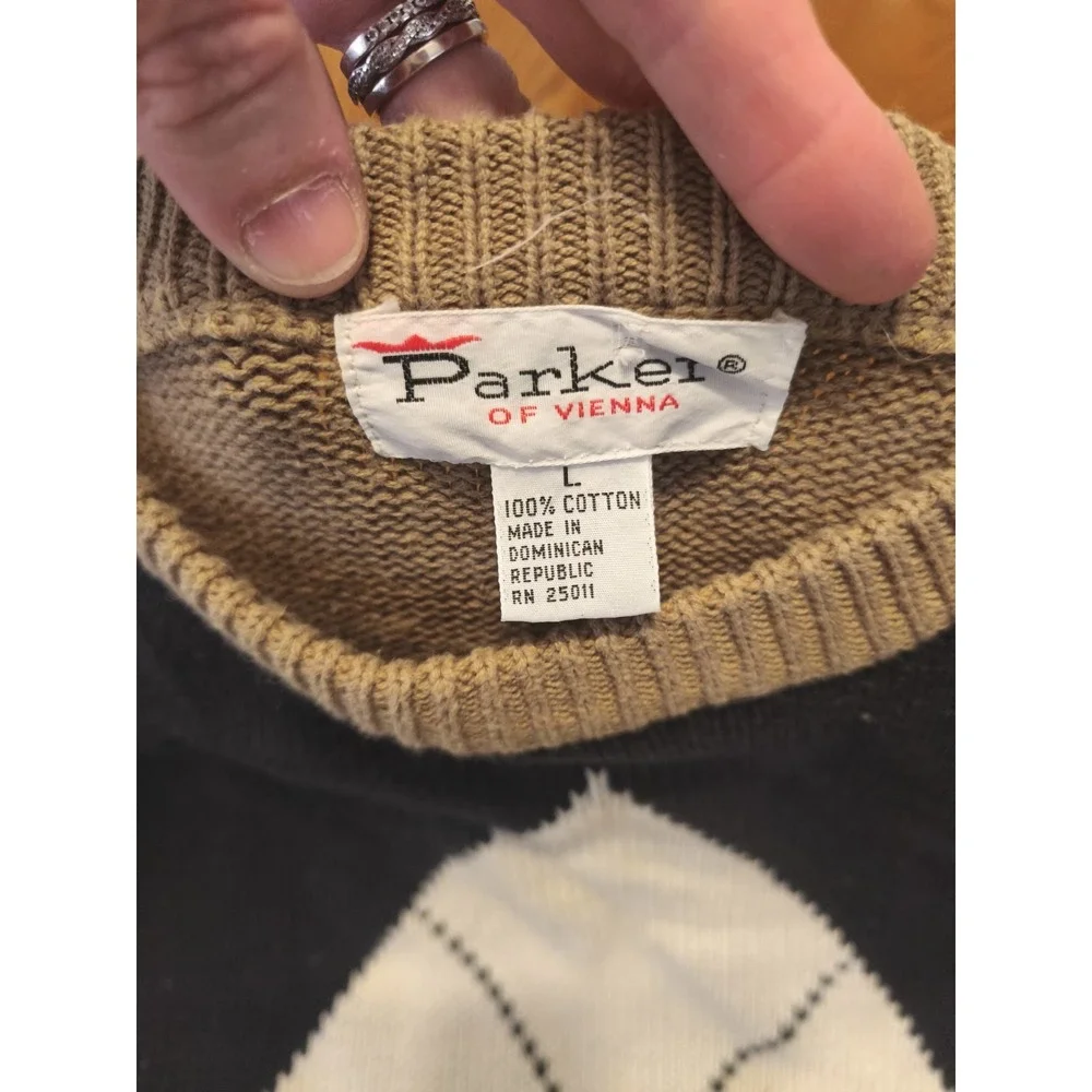 Vintage Men Sweater Size L Coastal Preppy Collegiate Y2K Cotton Parker Of Vienna